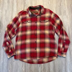 Orvis Mens Large Flannel Heavyweight Shacket Red